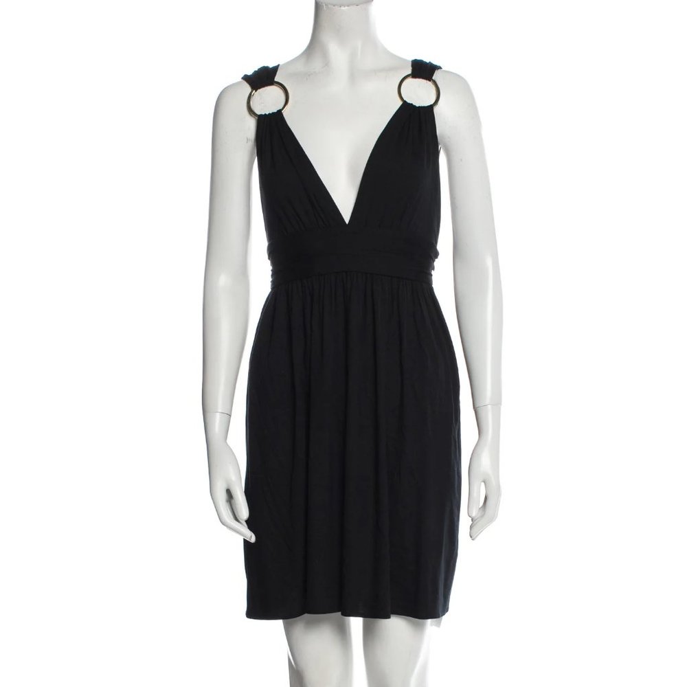Milly LBD black dress with gold rings